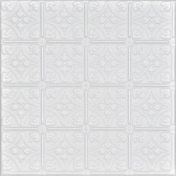 Emmas Flowers 1.6 ft. x 1.6 ft. Glue-Up Foam Ceiling Tile in Plain White (21.6 sq. ft./case)