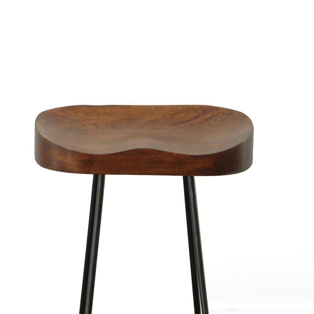 Chestnut and Black 31" Saddle Style Backless Bar Stools, Set of 2