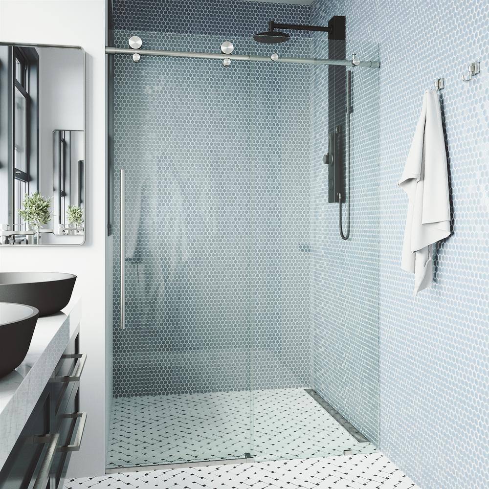 Elan E-Class Frameless Sliding Shower Door with Clear Glass