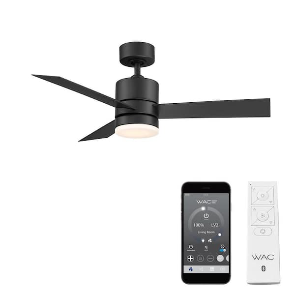 WAC Lighting San Francisco 44 in. Integrated LED Indoor and Outdoor 3-Blade Smart Ceiling Fan Matte Black with Remote 3000k