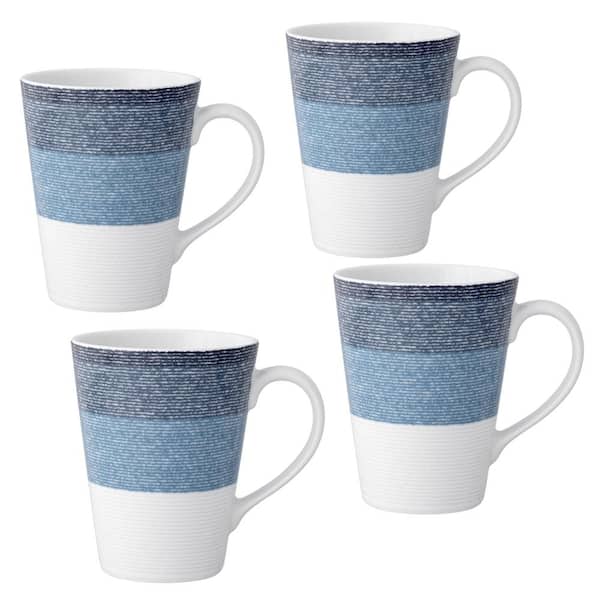 Noritake Colorscapes Layers Navy 12 fl. oz. (Blue) Porcelain Mugs, (Set of 4)
