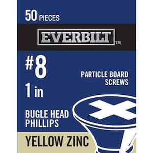#8 x 1 in. Coarse Zinc-Plated Phillips Bugle Head Wood Screws (50 per Pack)