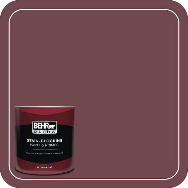 BEHR ULTRA 1 qt. #PPU1-14 Formal Maroon Flat Exterior Paint & Primer