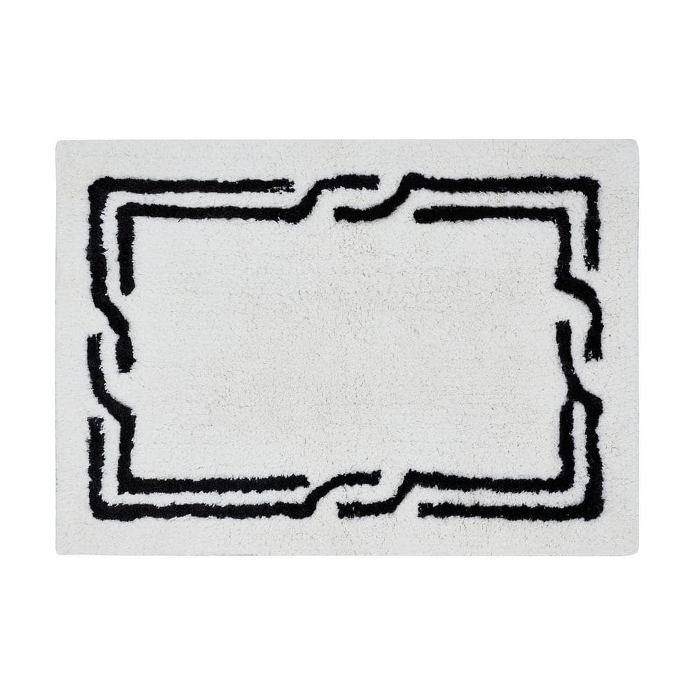 Viscose Border Bathmat 17 in. x 24 in. white/black border cotton Rectangle 