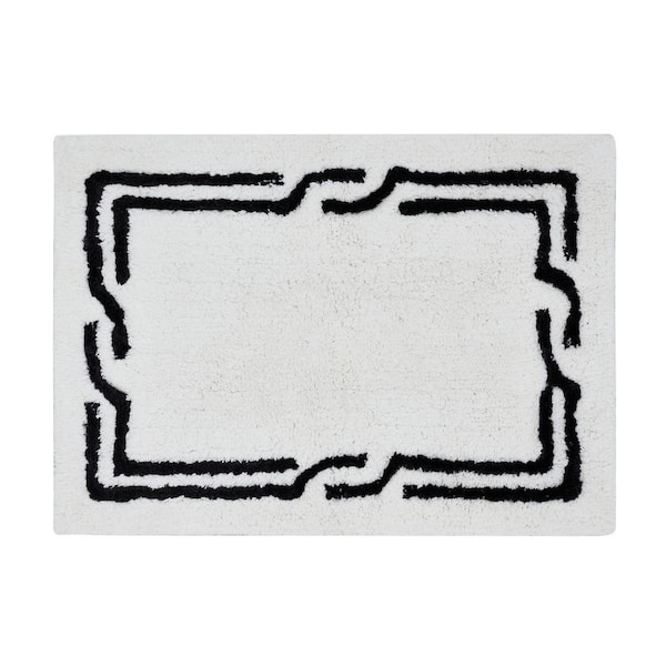 Unbranded Viscose Border Bathmat 17 in. x 24 in. white/black border cotton Rectangle Bathmat