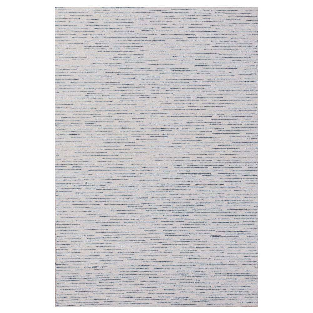 Hillah Modern Ivory/Blue 5 ft. x 7 ft. 9 in. Striped Organic Wool Indoor Ar