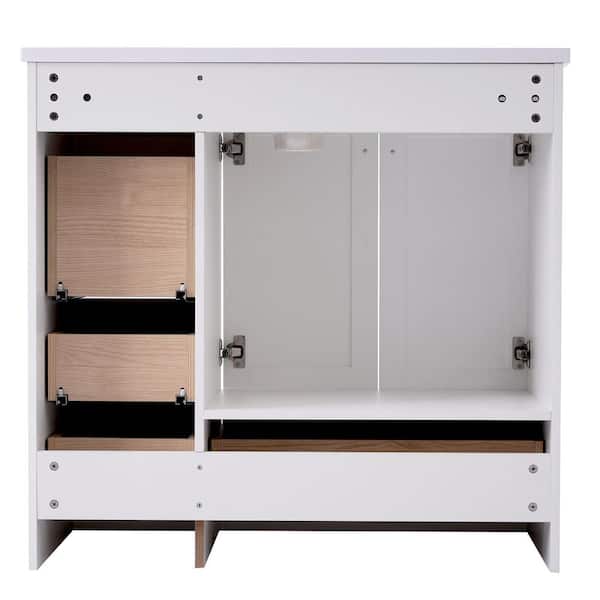35.8 in. W x 17.9 in. D x 34.5 in. H Freestanding Bath Vanity in White with White Cultured Marble Top
