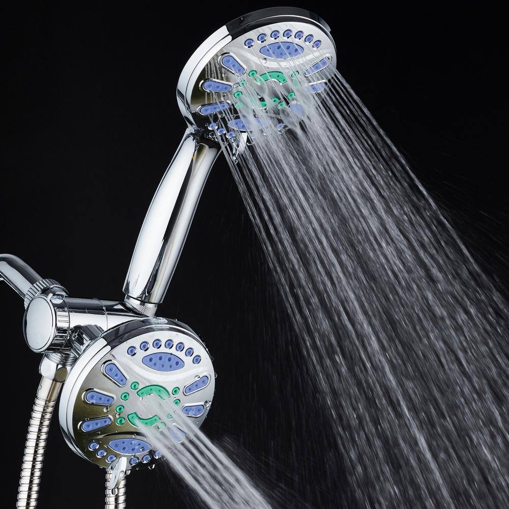 Chrome Dual Shower Head with Handheld and 48 Spray Settings