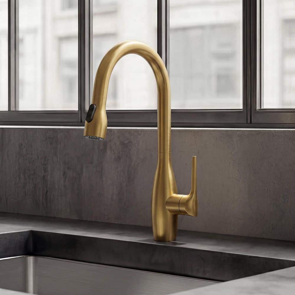 GRANDJOY 16.6 in. Height 2-Spray 360° Spout Swivel Single-​Handle