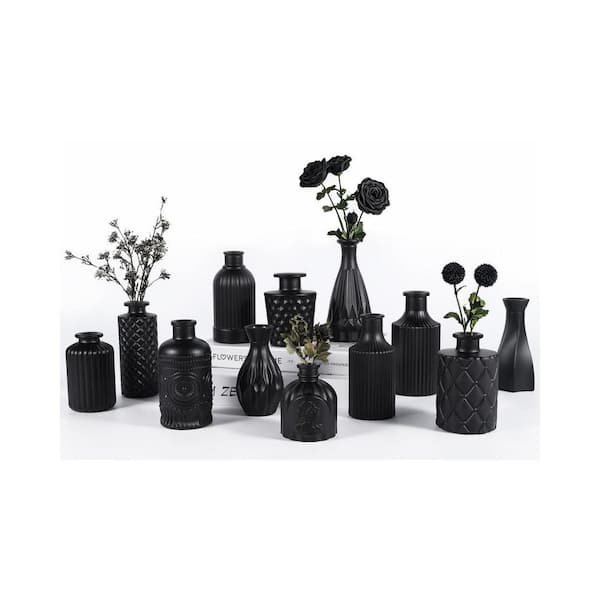 Classic Black Series 9 in. Black Glass Cylinder Decorative Vase