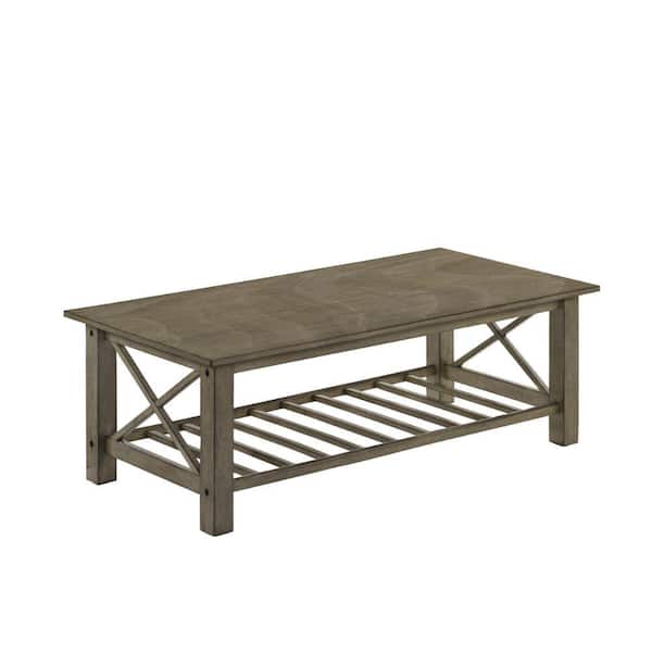 Benjara 47.24 in. Brown Rectangle Wood Top Coffee Table