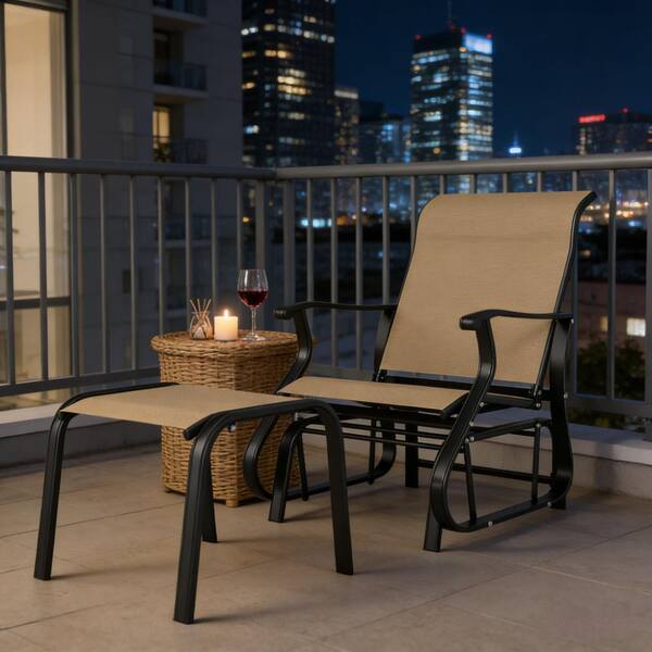 Comfortable High-Back Outdoor Glider Chair with Ottoman, Extra