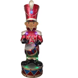 35 in. Christmas African American Toy Soldier with Multi Colored LED Lights