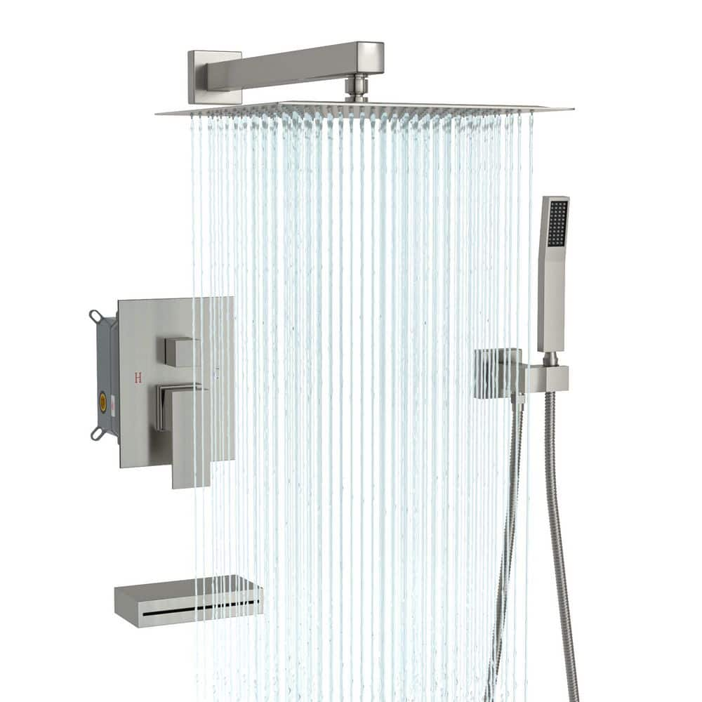 Logmey 3-Spray Patterns with 1.8 GPM 12 in. Wall Mount Dual Shower ...