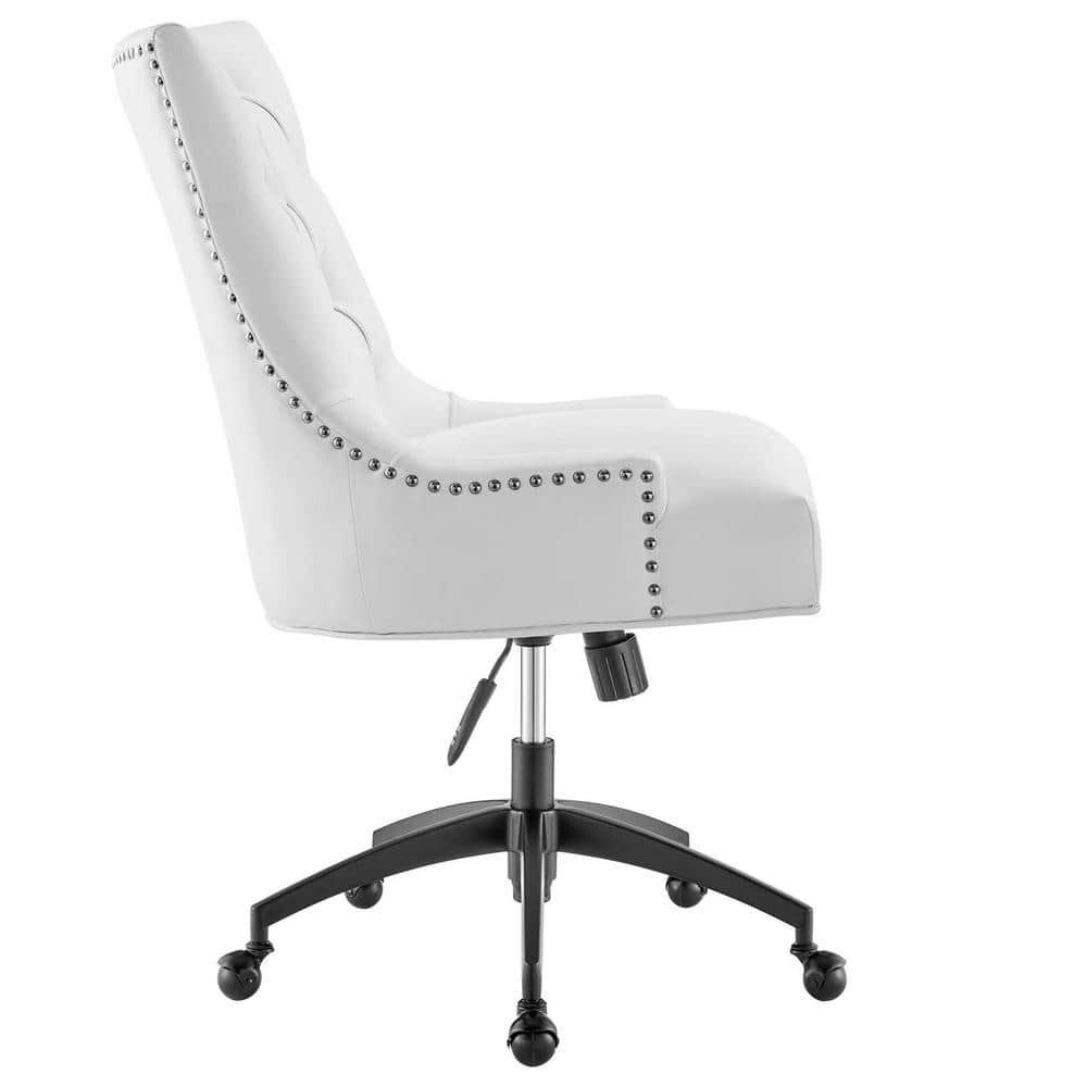 Black and White Tufted Vegan Leather Swivel Office Chair