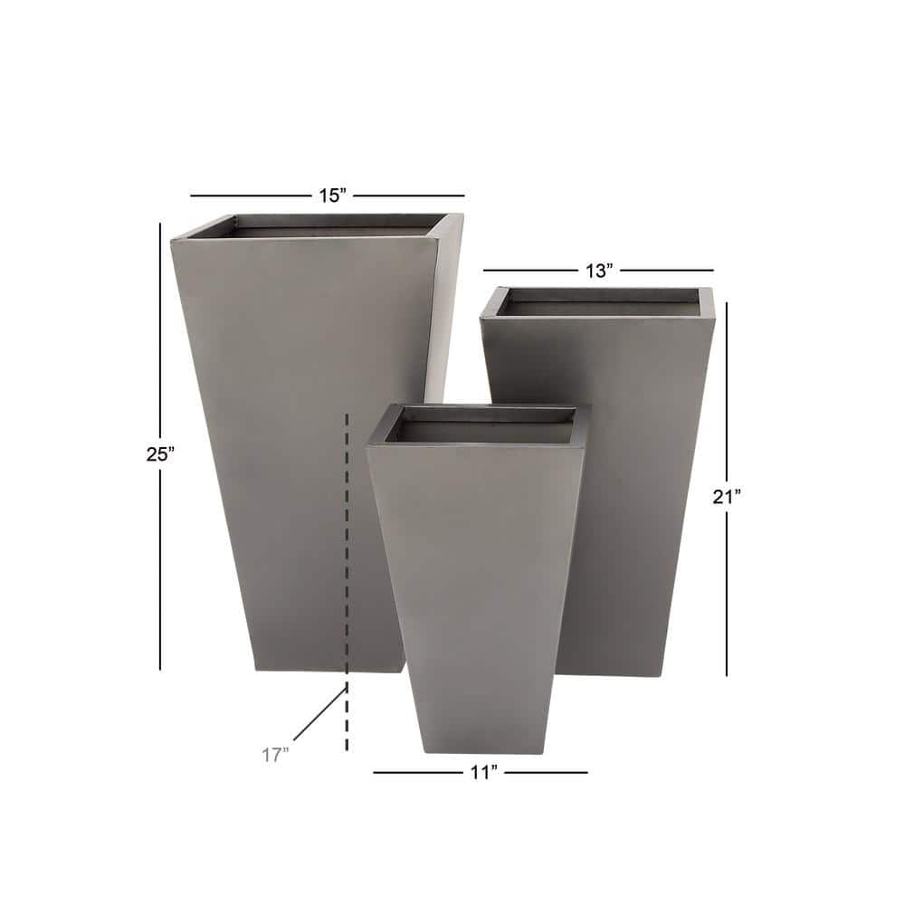 Gray Iron Trapezoidal Indoor/Outdoor Planter Set of 3