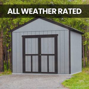 Professionally Installed All Weather High Wind 145 12 ft. W x 16 ft. Wood Shed-Driftwood Grey Shingle (192 sq. ft.)