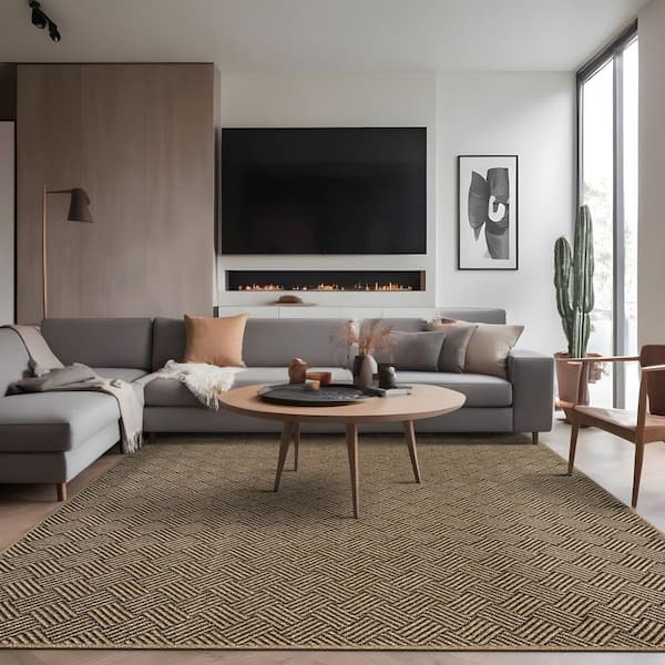 Haven 8 ft. x 10 ft. Natural Basketweave Washable Easy Jute Modern Indoor Outdoor Area Rug