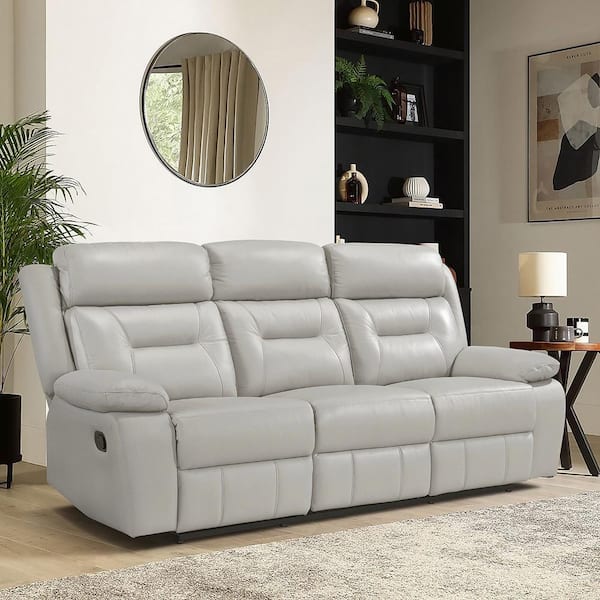 Lazzara Emillia 87 in. W Pillow Top Arm Leather Rectangle Manual