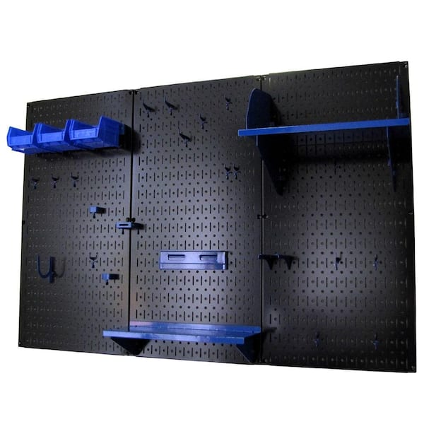 Wall Control 32 in. x 48 in. Metal Pegboard Standard Tool Storage Kit with Black Pegboard and Blue Peg Accessories