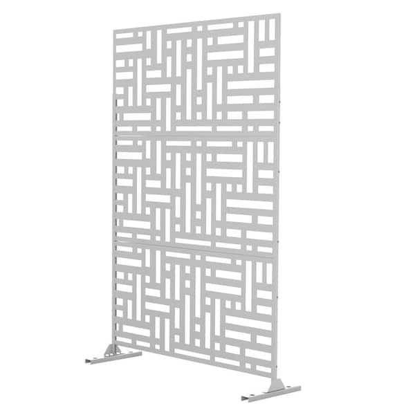 Dovelina 76 in. H x 47.2 in. W Galvanized Metal Outdoor Privacy Screens Garden Fence Street Pattern in White (3-Pieces in 1 Set)