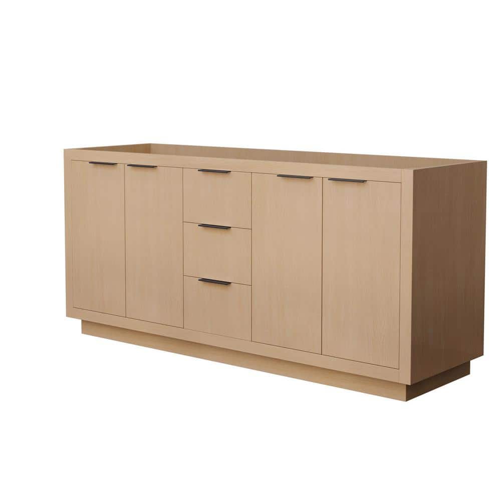 Maroni 71 in. W x 21.75 in. D x 33 in. H Bath Vanity Cabinet without Top in Light Straw with Matte Black Trim