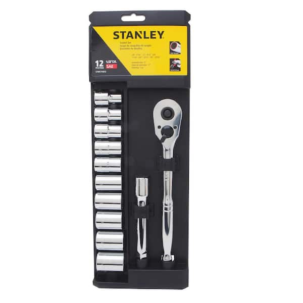 Stanley 1/2 in. Set Drive The STMT74873 Home Depot SAE (12-Piece) Ratchet and - Socket