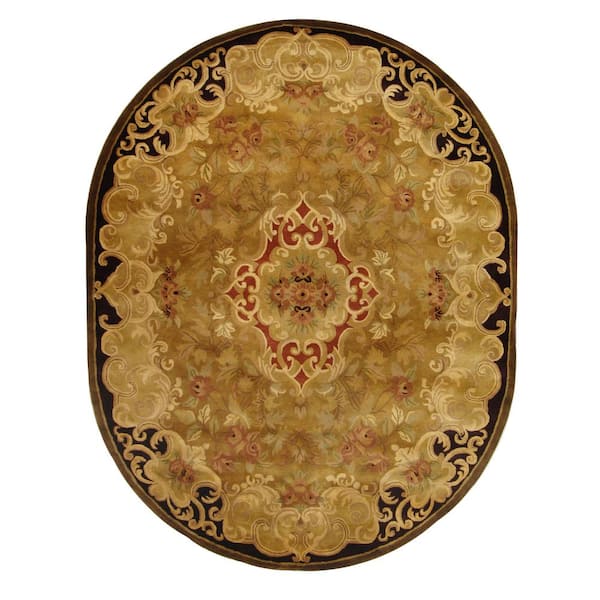 SAFAVIEH Classic Gold/Cola 8 ft. x 10 ft. Oval Border Area Rug