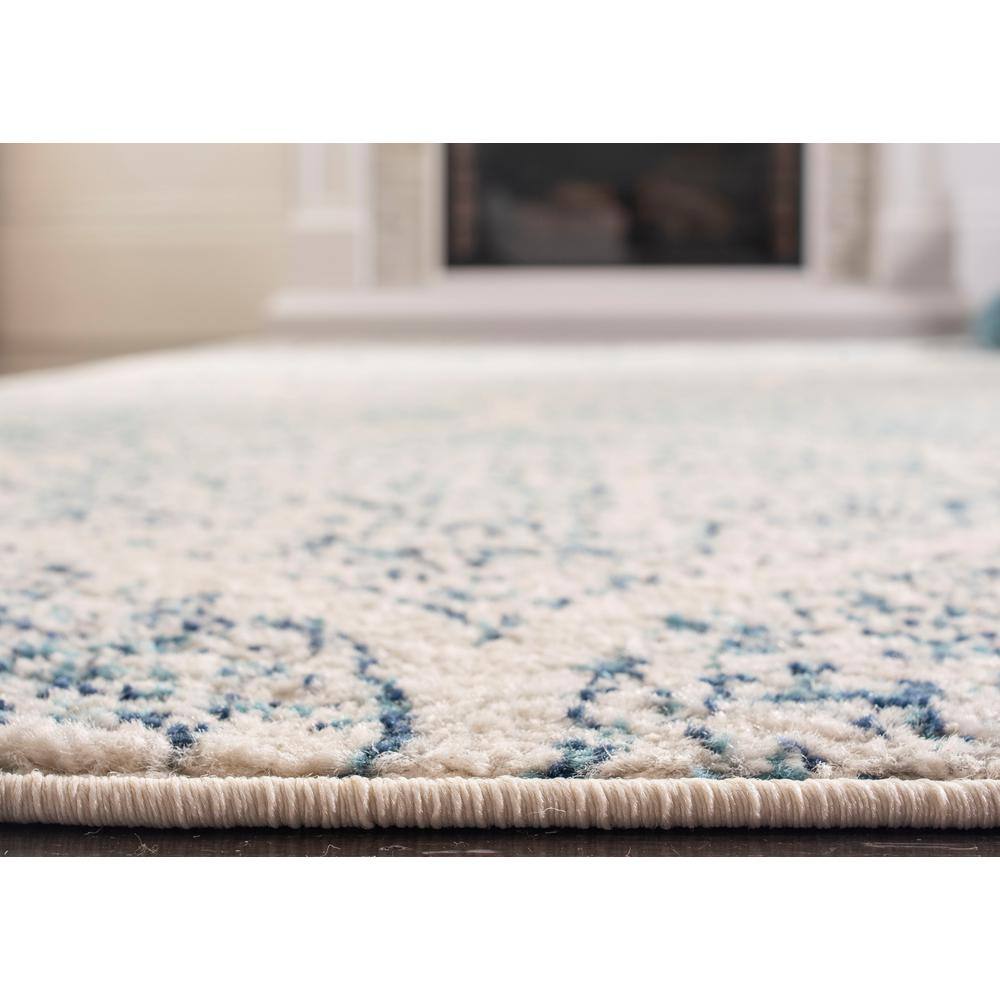 Chic Metro-Mod Cream & Turquoise 3' x 5' Synthetic Area Rug