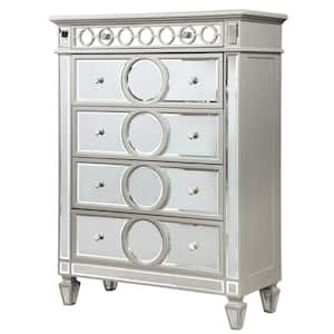 18 in. Silver 4-Drawer Wooden Tall Dresser Chest of Drawers