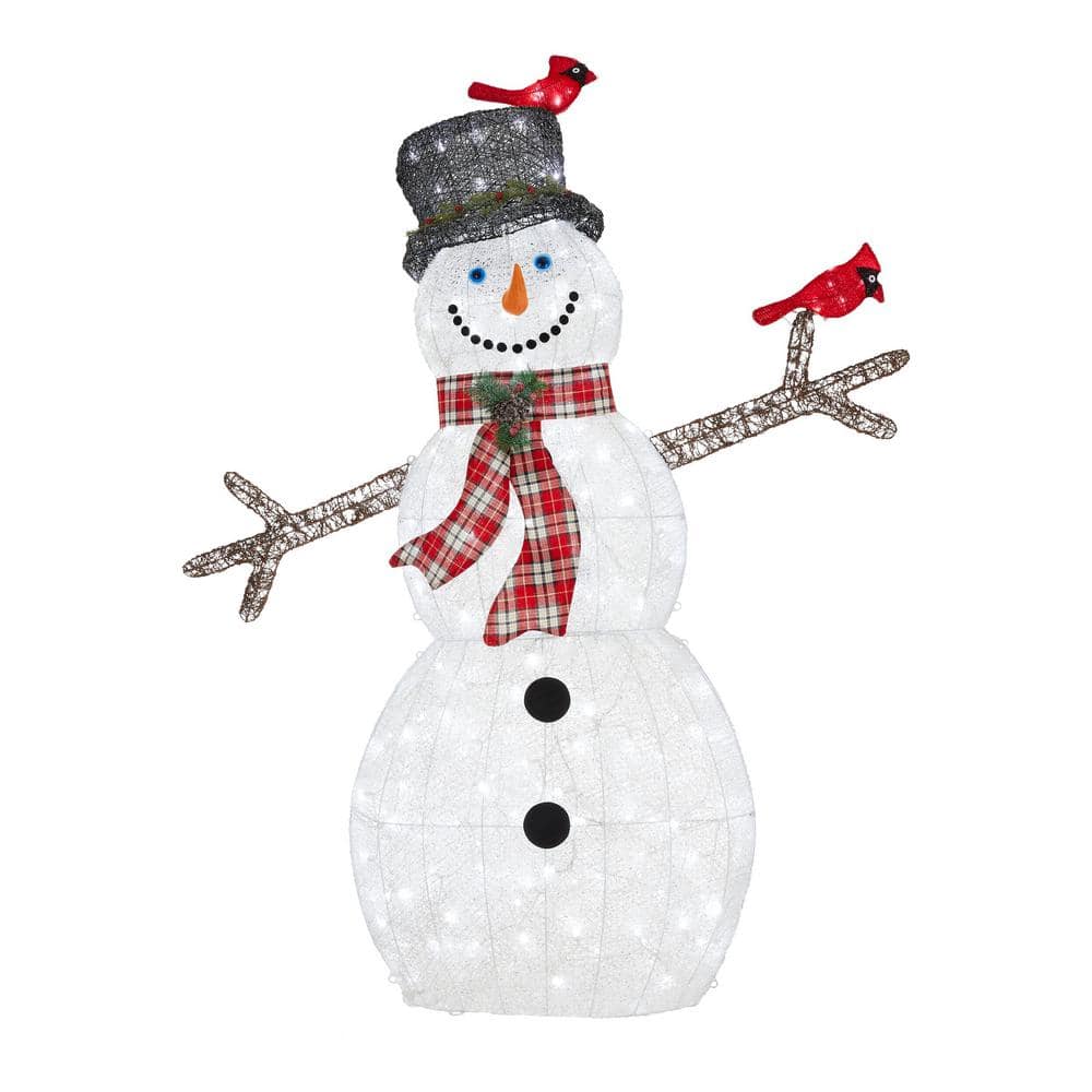 Home Accents Holiday ft. Cool White LED Snowman with Red Birds Holiday  Yard Decoration TY172-1711-5 The Home Depot