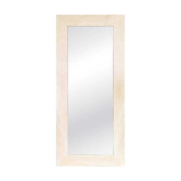 Suna 35 in. W x 79 in. H Rectangular Leaner Dressing Natural Stone Framed Mirror in Crema Travertine