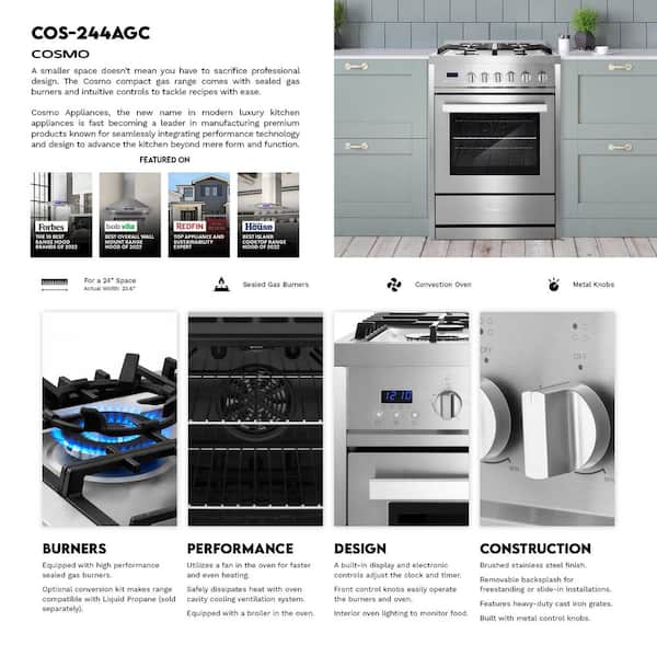 Cosmo 24 in. Nebula Collection 2.7 cu. ft. Gas Range, 4 Burners