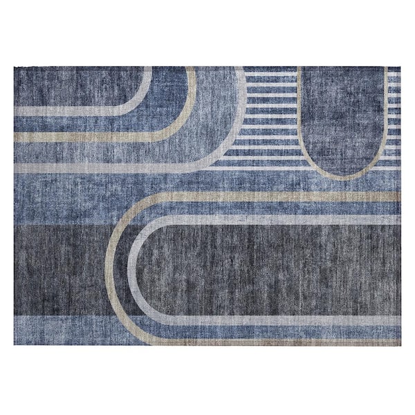 Addison Rugs Chantille ACN532 Navy 1 ft. 8 in. x 2 ft. 6 in. Machine Washable Indoor/Outdoor Geometric Area Rug