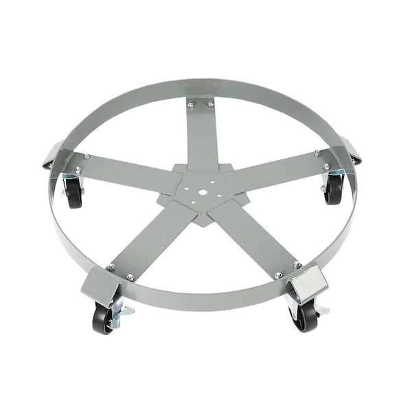55 gal. Drum Dolly-1000 lbs. 2-Pack Capacity Heavy-Duty Steel with 5-Swivel Casters, Brake and Cross Braces