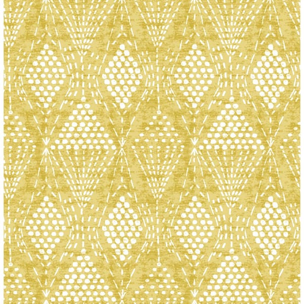 A-Street Prints Grady Yellow Dotted Geometric Wallpaper Sample