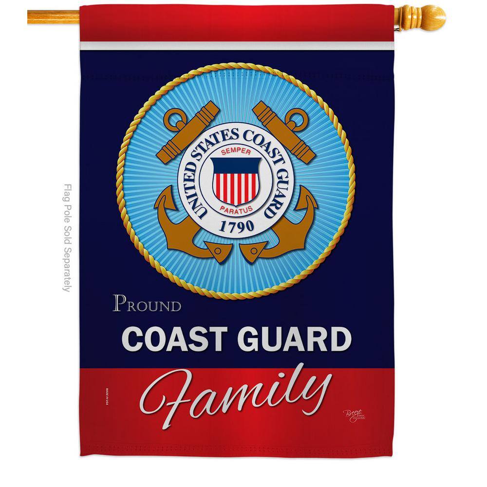 Breeze Decor 28 in. x 40 in. Coast Guard Proudly Family House Flag DoubleSided Armed Forces