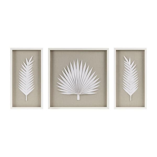 Miscool Anky 3-Piece Framed Art Print 25.2 in. x 25.2 in. Framed Rice Paper Palm Leaves Shadowbox Wall Decor Set