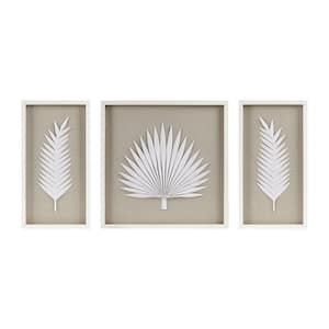 Anky 3-Piece Framed Art Print 25.2 in. x 25.2 in. Framed Rice Paper Palm Leaves Shadowbox Wall Decor Set