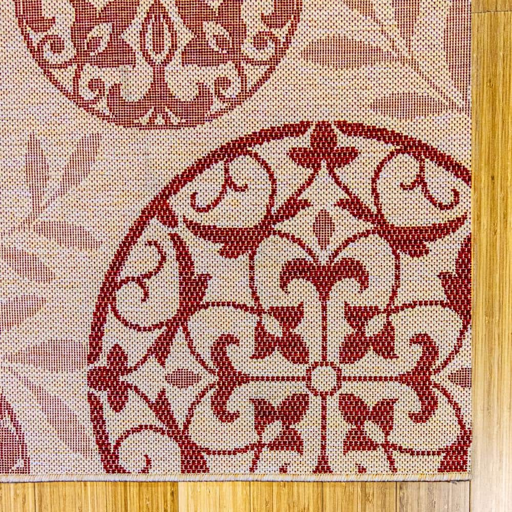 Emilia Red Medallion 8' x 10' Synthetic Indoor/Outdoor Area Rug
