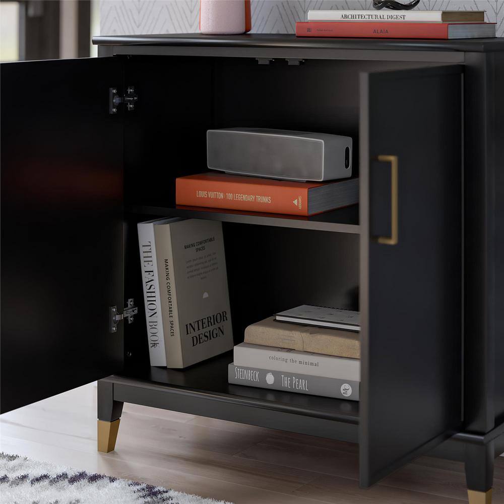 Black MDF 2-Door Accent Cabinet with Adjustable Shelving
