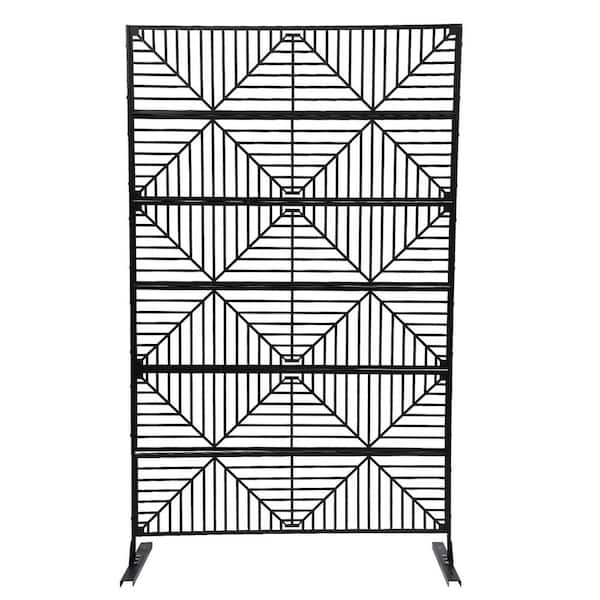 YIYIBYUS Black Steel Outdoor Privacy Screens for Patio Metal Privacy Fence Screen with Freestanding Decorative Room Divider