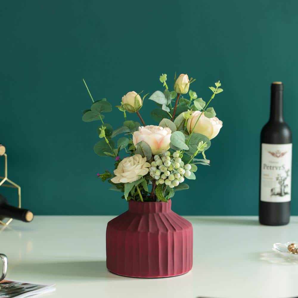 Brick Red Ceramic Decorative Vase 7"x5"