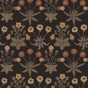 Daisy Chocolate and Paprika Peel and Stick Wallpaper