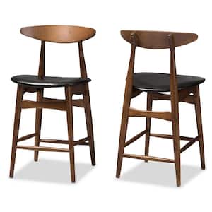 Flora 24 in. Black Counter Stool (Set of 2)