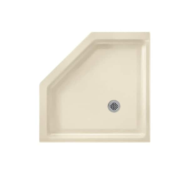 Swan Neo Angle 38 in. x 38 in. Solid Surface Single Threshold Shower Pan in Bone