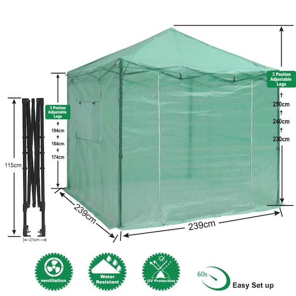 ABCCANOPY 94 in. W x 94 in. D x 98 in. H Pop Up Walk-in Garden Greenhouse  NF8x8 Greenhouse The Home Depot