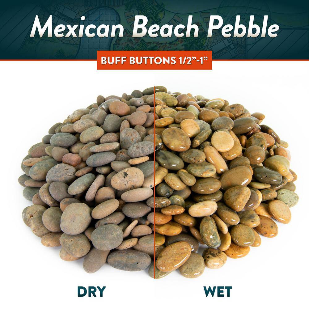 Buff Buttons Mexican Beach Pebbles for Garden and Landscape, 40 lb