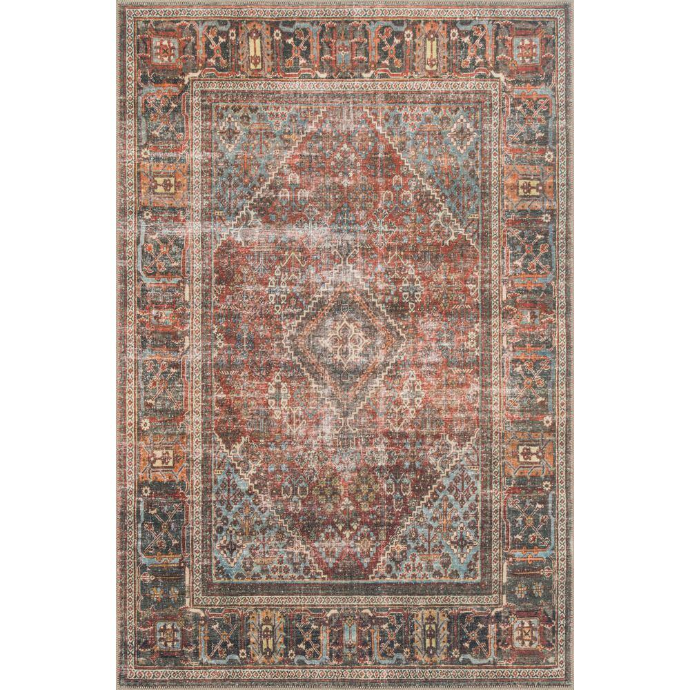 Hand-Knotted Red Wool and Synthetic Bohemian Runner