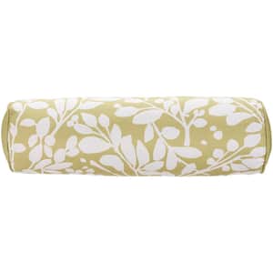 Waverly Apple Green Floral Stain Resistant 20 in. x 6 in. Indoor/Outdoor Bolster Throw Pillow